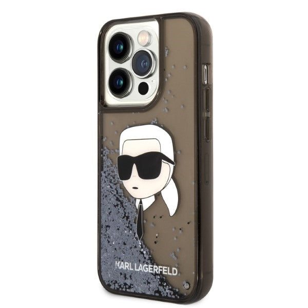 Калъф за Apple iPhone 14 Pro, Karl Lagerfeld, Glitter Karl's Head, Черен