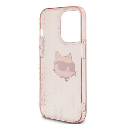 Калъф за Apple iPhone 14 Pro, Karl Lagerfeld, IML Luxury Monogram Choupette's Head, Розов