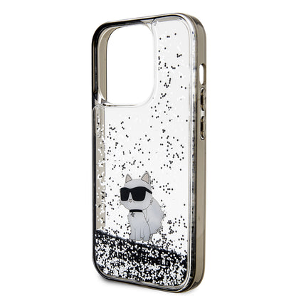 Калъф за Apple iPhone 14 Pro, Karl Lagerfeld, Liquid Glitter Choupette, Прозрачен