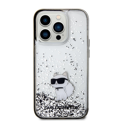 Калъф за Apple iPhone 14 Pro, Karl Lagerfeld, Liquid Glitter Choupette, Прозрачен