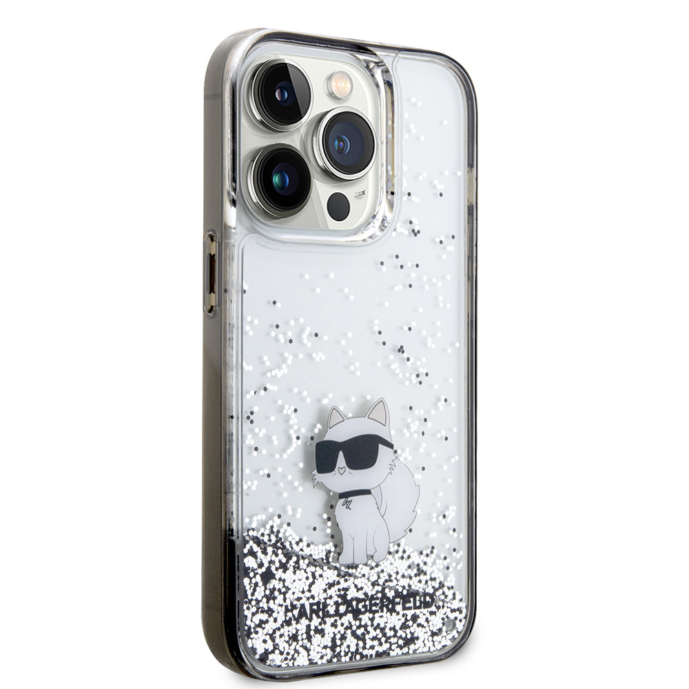 Калъф за Apple iPhone 14 Pro, Karl Lagerfeld, Liquid Glitter Choupette, Прозрачен