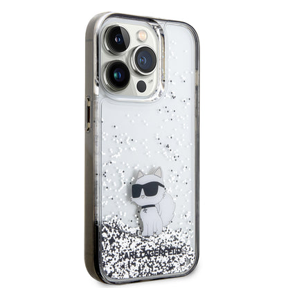 Калъф за Apple iPhone 14 Pro, Karl Lagerfeld, Liquid Glitter Choupette, Прозрачен