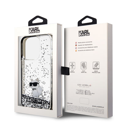 Калъф за Apple iPhone 14 Pro, Karl Lagerfeld, Liquid Glitter Choupette, Прозрачен