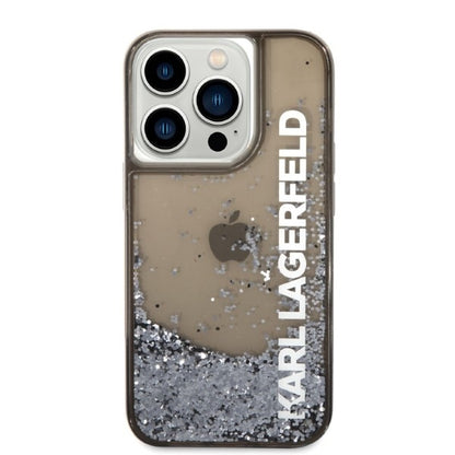 Калъф за Apple iPhone 14 Pro, Karl Lagerfeld, Liquid Glitter KL Logo, Черен