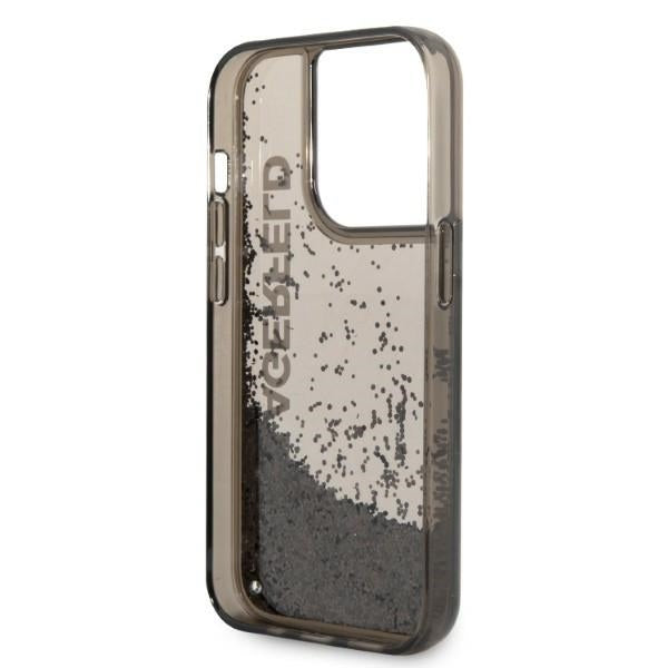 Калъф за Apple iPhone 14 Pro, Karl Lagerfeld, Liquid Glitter KL Logo, Черен