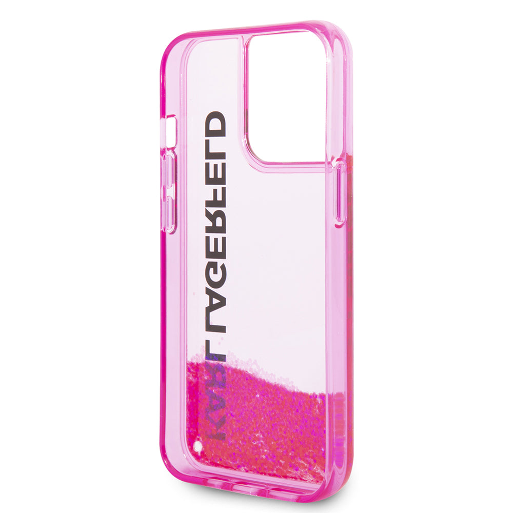 Калъф за Apple iPhone 14 Pro, Karl Lagerfeld, Liquid Glitter KL Logo, Розов