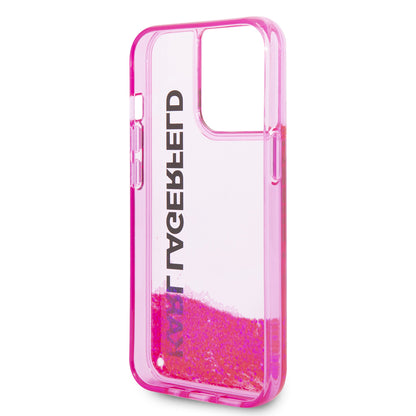 Калъф за Apple iPhone 14 Pro, Karl Lagerfeld, Liquid Glitter KL Logo, Розов