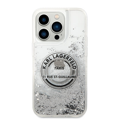 Калъф за Apple iPhone 14 Pro, Karl Lagerfeld, Liquid Glitter RSG, Сребрист