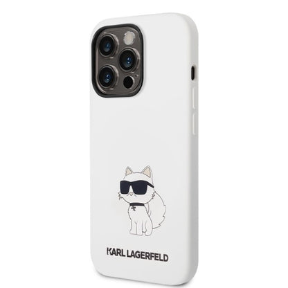 Калъф за Apple iPhone 14 Pro, Karl Lagerfeld, Silicone Choupette, Бял