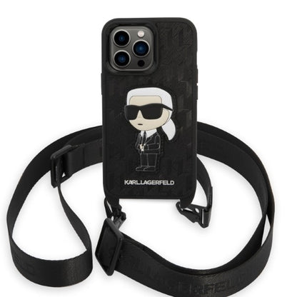Калъф за Apple iPhone 14 Pro, Karl Lagerfeld, Monogram Ikonik Karl, Черен
