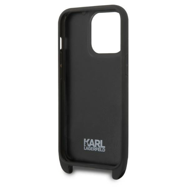 Калъф за Apple iPhone 14 Pro, Karl Lagerfeld, Monogram Ikonik Karl, Черен