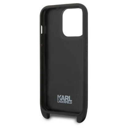 Калъф за Apple iPhone 14 Pro, Karl Lagerfeld, Monogram Ikonik Karl, Черен