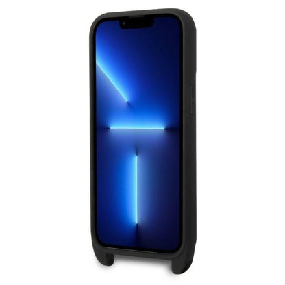 Калъф за Apple iPhone 14 Pro, Karl Lagerfeld, Monogram Plaque Logo with Strap, Черен