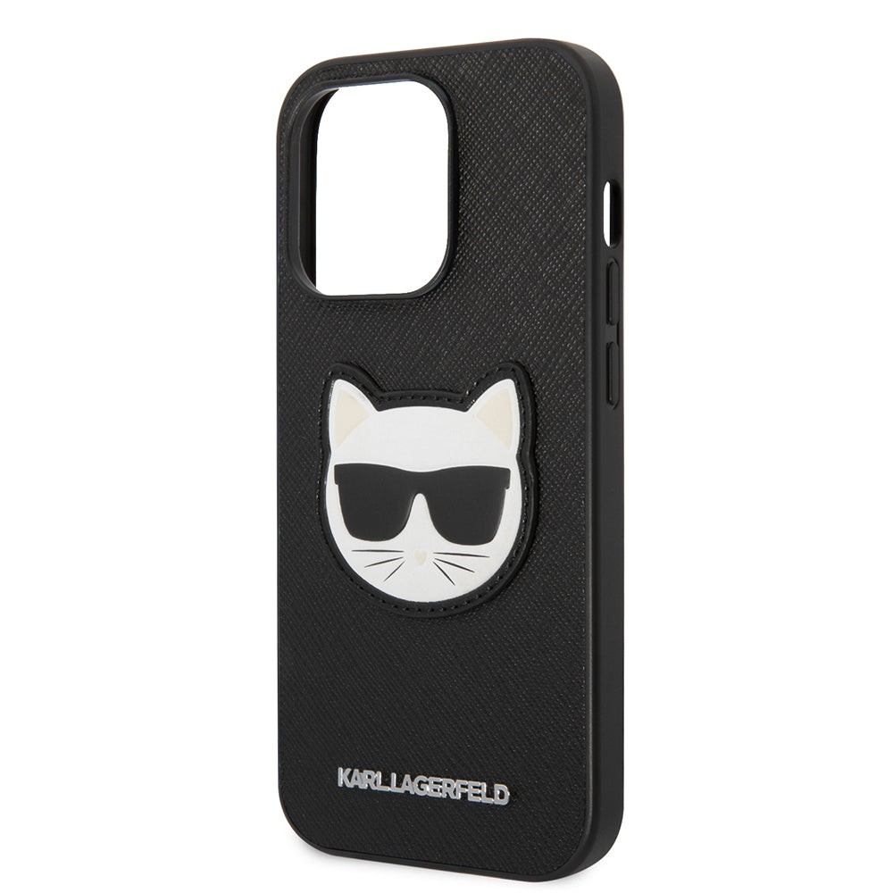 Калъф за Apple iPhone 14 Pro, Karl Lagerfeld, Saffiano Choupette's Head, Черен
