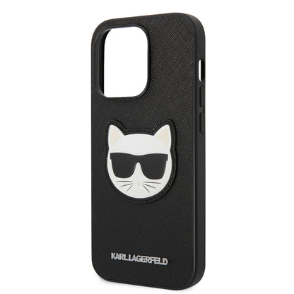 Калъф за Apple iPhone 14 Pro, Karl Lagerfeld, Saffiano Choupette's Head, Черен