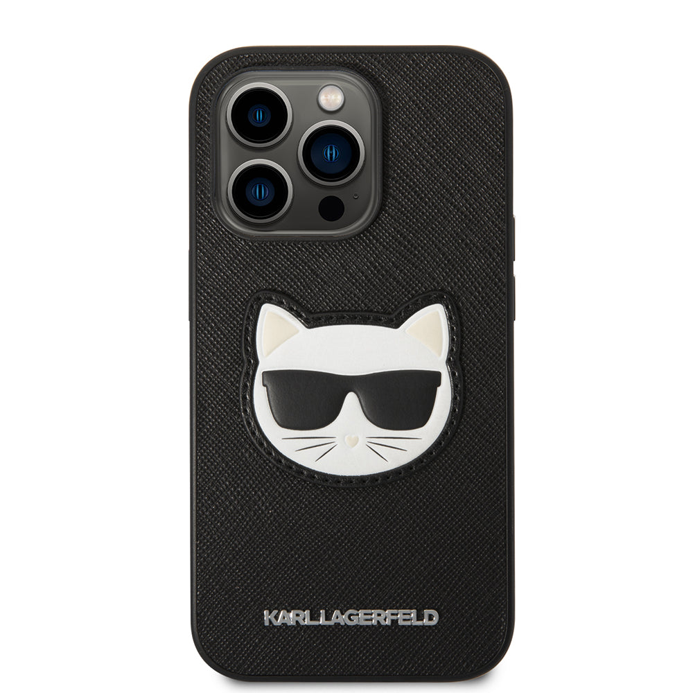 Калъф за Apple iPhone 14 Pro, Karl Lagerfeld, Saffiano Choupette's Head, Черен