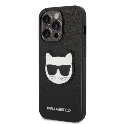 Калъф за Apple iPhone 14 Pro, Karl Lagerfeld, Saffiano Choupette's Head, Черен