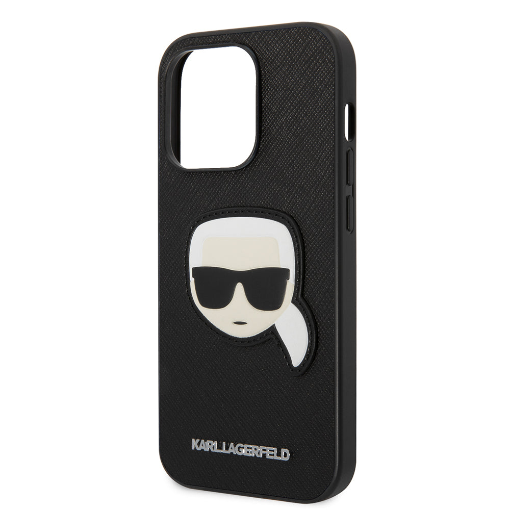 Калъф за Apple iPhone 14 Pro, Karl Lagerfeld, Saffiano Karl's Head, Черен