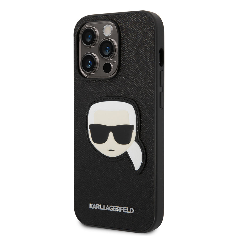 Калъф за Apple iPhone 14 Pro, Karl Lagerfeld, Saffiano Karl's Head, Черен