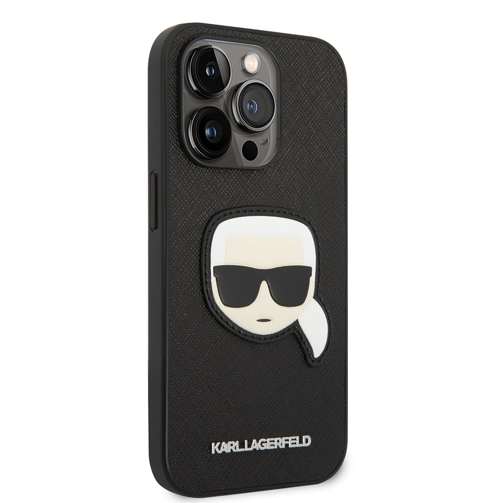 Калъф за Apple iPhone 14 Pro, Karl Lagerfeld, Saffiano Karl's Head, Черен