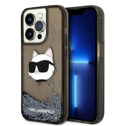 Калъф за Apple iPhone 14 Pro Max, Karl Lagerfeld, Glitter Choupette's Head, Черен