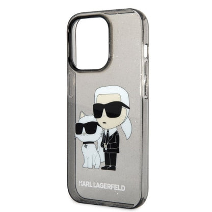 Калъф за Apple iPhone 14 Pro Max, Karl Lagerfeld, Glitter Karl & Choupette, Черен