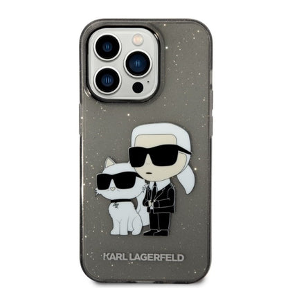 Калъф за Apple iPhone 14 Pro Max, Karl Lagerfeld, Glitter Karl & Choupette, Черен