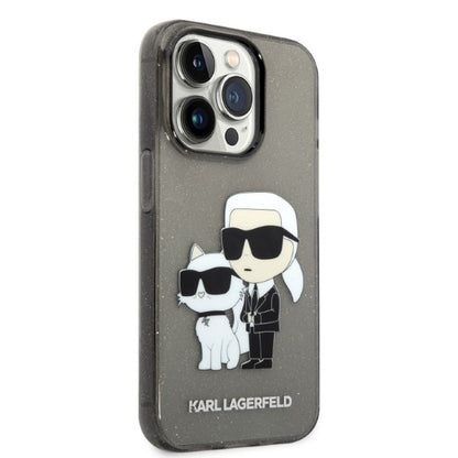 Калъф за Apple iPhone 14 Pro Max, Karl Lagerfeld, Glitter Karl & Choupette, Черен