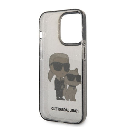 Калъф за Apple iPhone 14 Pro Max, Karl Lagerfeld, Glitter Karl & Choupette, Черен