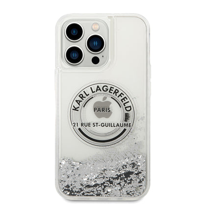 Калъф за Apple iPhone 14 Pro Max, Karl Lagerfeld, Liquid Glitter RSG, Сребрист