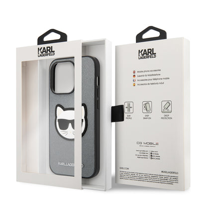 Калъф за Apple iPhone 14 Pro Max, Karl Lagerfeld, Saffiano Choupette's Head, Сребрист