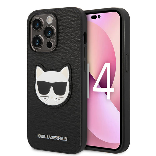 Калъф за Apple iPhone 14 Pro Max, Karl Lagerfeld, Saffiano Choupette's Head, Черен