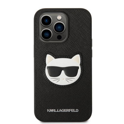 Калъф за Apple iPhone 14 Pro Max, Karl Lagerfeld, Saffiano Choupette's Head, Черен