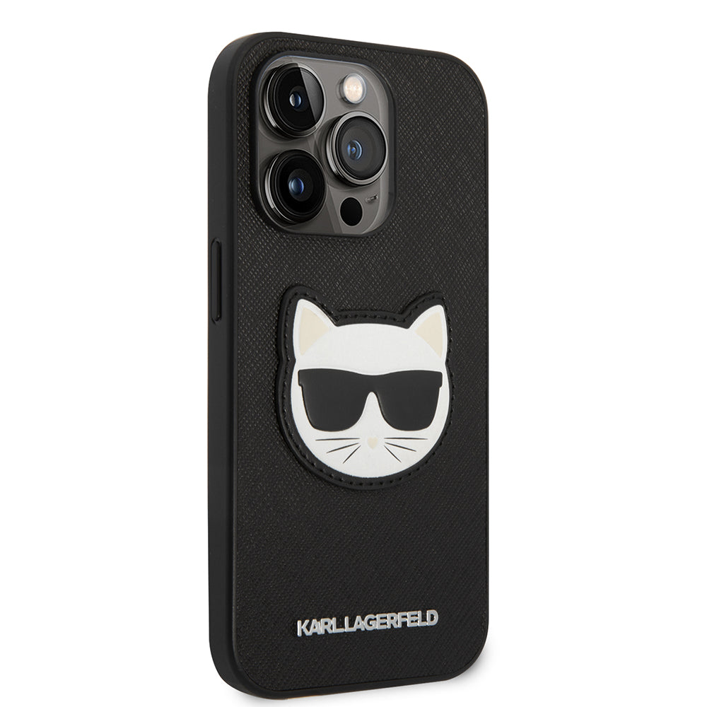 Калъф за Apple iPhone 14 Pro Max, Karl Lagerfeld, Saffiano Choupette's Head, Черен