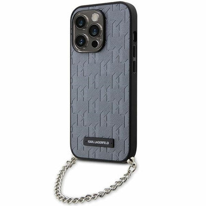 Калъф за Apple iPhone 14 Pro Max, Karl Lagerfeld, Saffiano Monogram Chain, Сребрист