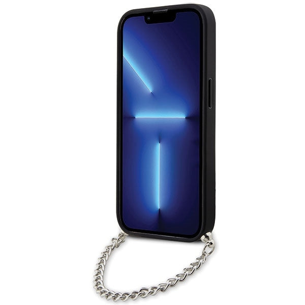 Калъф за Apple iPhone 14 Pro Max, Karl Lagerfeld, Saffiano Monogram Chain, Сребрист