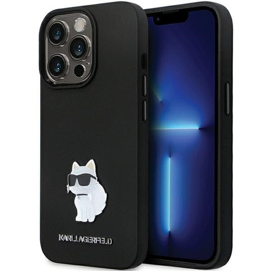Калъф за Apple iPhone 14 Pro Max, Karl Lagerfeld, Silicone Choupette Metal, Черен
