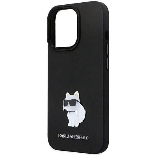 Калъф за Apple iPhone 14 Pro Max, Karl Lagerfeld, Silicone Choupette Metal, Черен