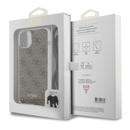 Калъф за Apple iPhone 15, Guess, 4G IML Printed Crossbody, Кафяв