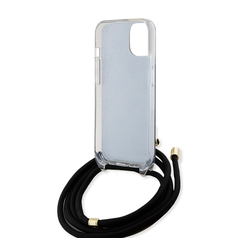 Калъф за Apple iPhone 15, Guess, 4G IML Printed Crossbody, Черен