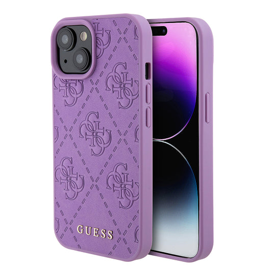 Case for Apple iPhone 15, Guess, 4G Stamped, Light Purple