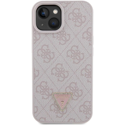 Калъф за Apple iPhone 15, Guess, 4G Triangle Strass, Розов