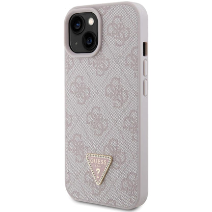 Калъф за Apple iPhone 15, Guess, 4G Triangle Strass, Розов