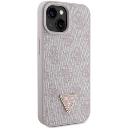 Калъф за Apple iPhone 15, Guess, 4G Triangle Strass, Розов