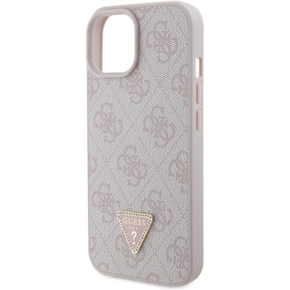 Калъф за Apple iPhone 15, Guess, 4G Triangle Strass, Розов