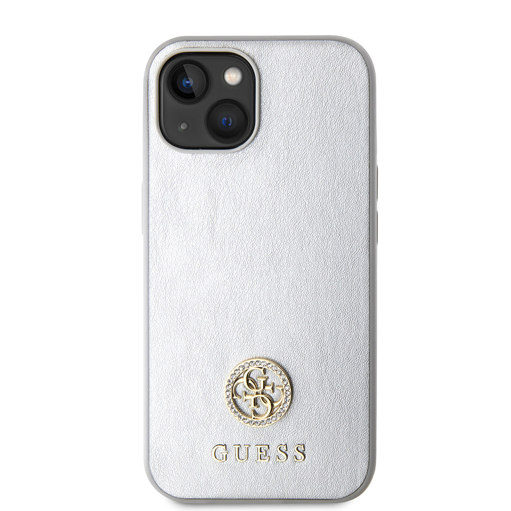 Калъф за Apple iPhone 15, Guess, Strass Metal Logo, Сребрист