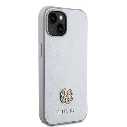 Калъф за Apple iPhone 15, Guess, Strass Metal Logo, Сребрист