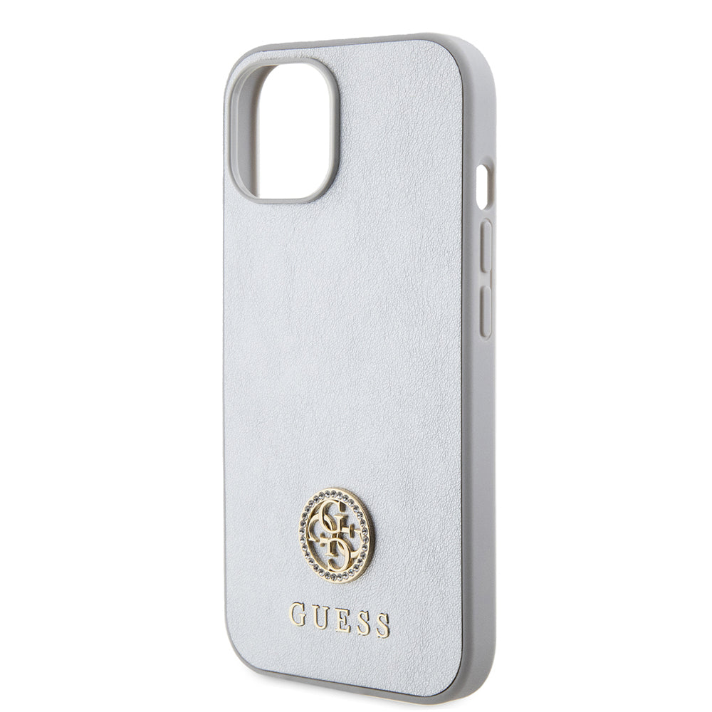 Калъф за Apple iPhone 15, Guess, Strass Metal Logo, Сребрист