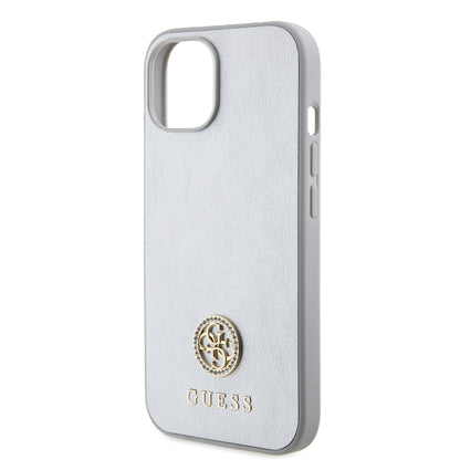 Калъф за Apple iPhone 15, Guess, Strass Metal Logo, Сребрист