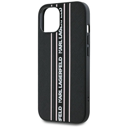 Калъф за Apple iPhone 15, Karl Lagerfeld, Saffiano Athleisure Stripes with Strap, Розов